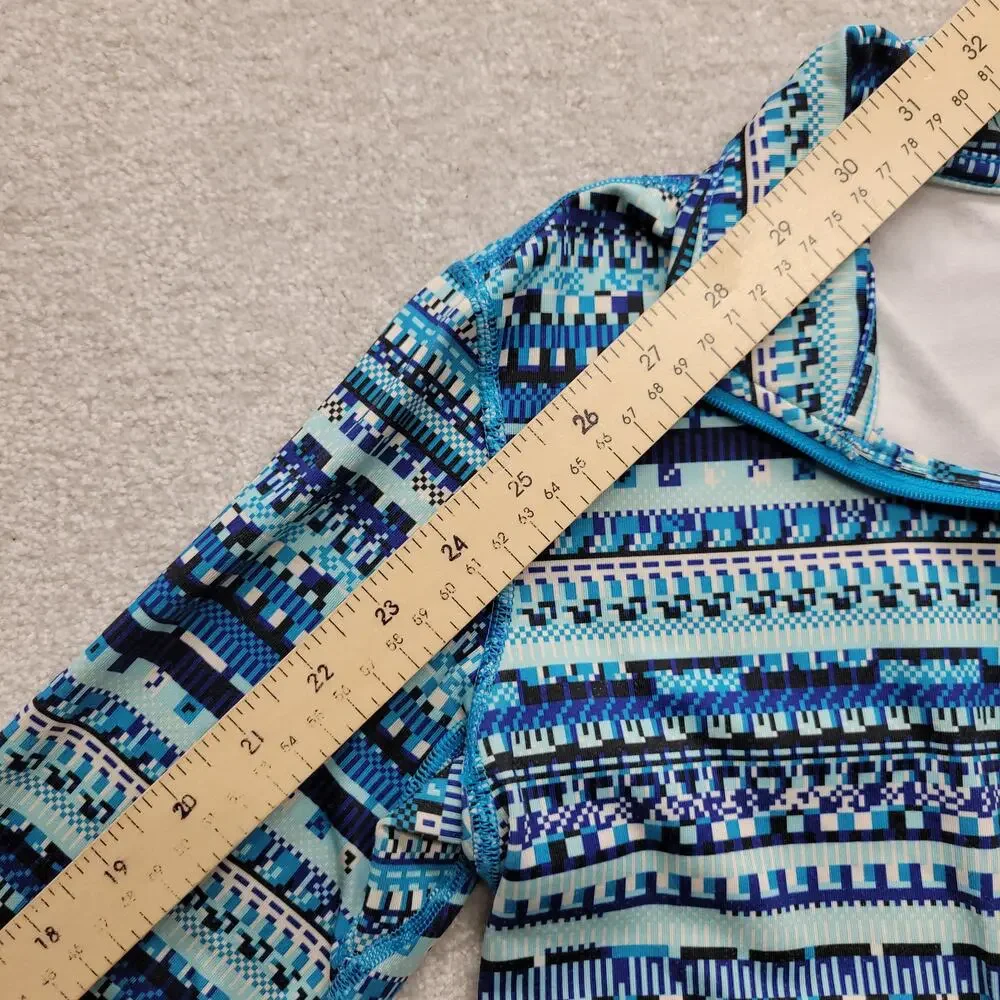 Nike Pro Dri-FIT Women's M Blue Geometric Print 1/2 Zip Running Pullover